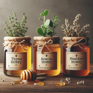différents pots de miel